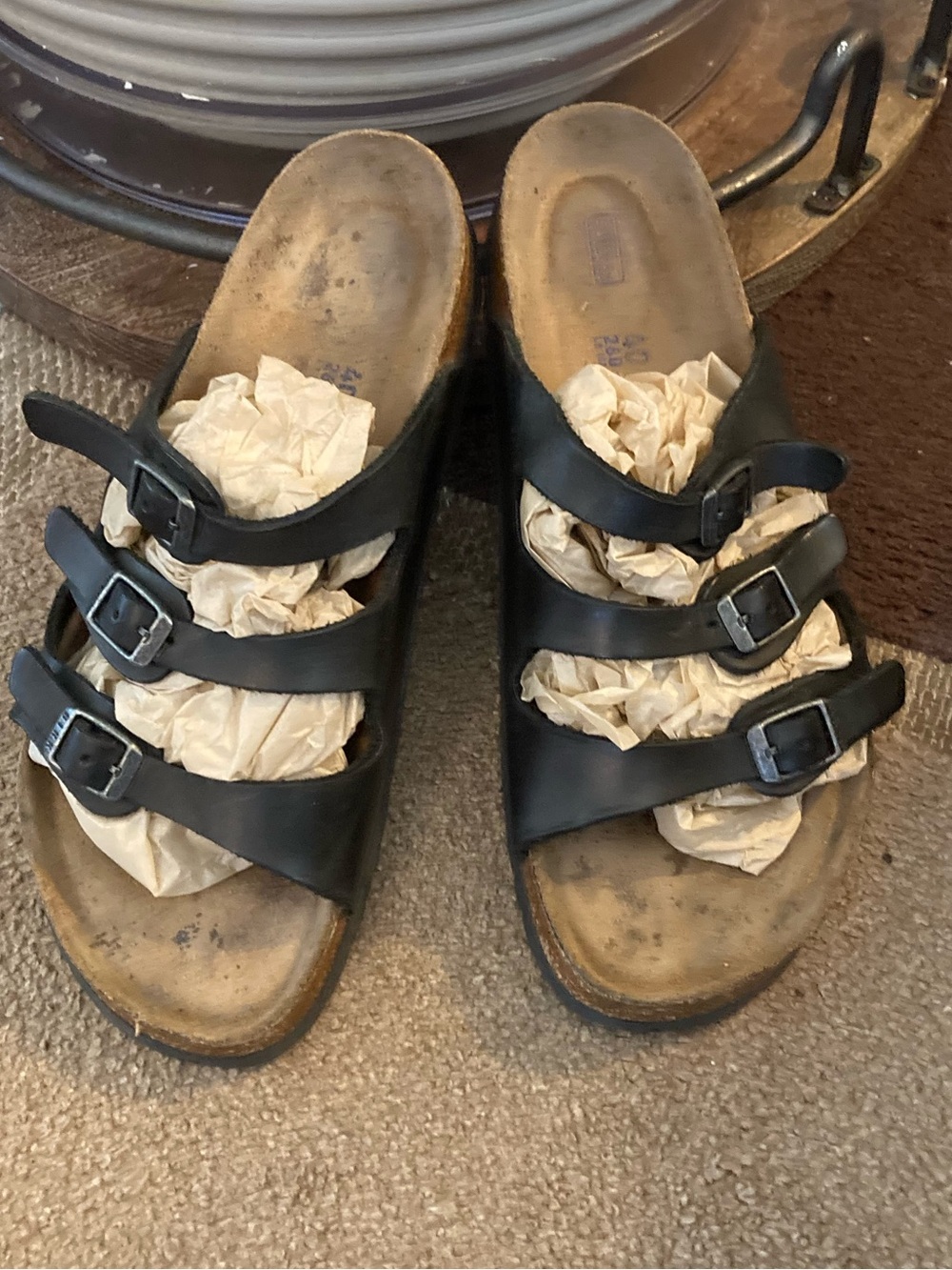 Birkenstock Black Triple-Strap Cork Footbed Sandals